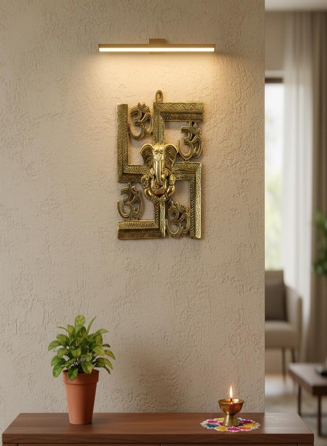 eSplanade Brass OM Aum Swastik Sathiya and Ganesha Ganesh Wall Hanging Yantra - 8.5" Inches (Big Size) - Image 2